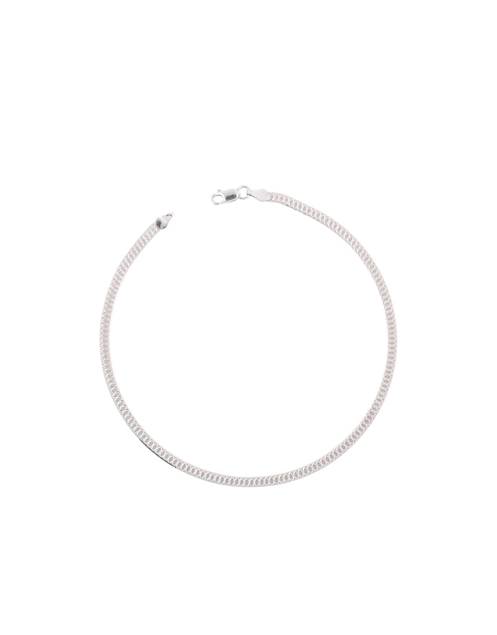 flat snake chain sleek sterling silver anklet